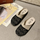 Breakj Slippers Women 2025 New Summer Fashion Wear Mesh Half-Drag Flat Bottom Without A Back And Lazy Cold