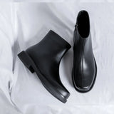 Breakj Men's Shoes Summer Shorts British Black Round Head One Foot Cigarette Boots Tide Side Zip Martens