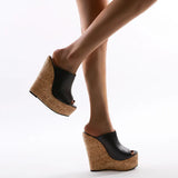 For 2023 Simple Wind Slope And Spell Color High Heel Slippers A60-40 Have To Do 35-42