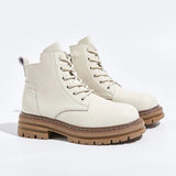 Platform Shoes Women's Short Leather Boots 2023 Autumn Luxury Ankle Boots Female Chunky Botins Free Shipping Large