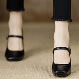 Breakj Retro Square Shallow Mouth Mary Jane Single Shoes Women's Spring 2025 New Word Buckle Lady Casual Single