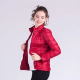 New Autumn Winter Women Ultra Light White Duck Down Jackets Candy Color Slim Short Design Warm Down