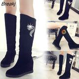 Winter Boots Women Shoes Woman Boots Knee high Boots Winter New Rhinestone Decoration Wild Plus Velvet Thick Snow