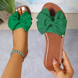 Breakj Flat Bottom Round Head Slippers Women Wearing Bow Flat And Cloth Cold