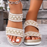 New Hemp Rope Woven Surrounding Slope With Slippers Female Thick Bottom A Word Belt