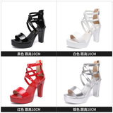 Sandals Women's Summer New 2023 Thick-Bottomed Waterproof Platform Large Size 4043 Lacquered Leather Open-Toed Walking