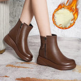 Black Boots for Women Winter Boots Warm Plush Shoes PU Leather Booties Woman Fashion Designer Western Botas
