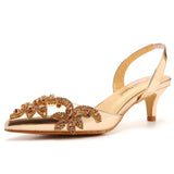 Breakj Cm Large-Size Fine-Heeled Pointed Sandals Behind The Cool Belt High Heels Water Drill High Heels Women's Golden Wedding