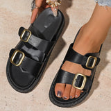 Breakj Summer New One-Legged Retro-Soled Sandals Belt Buckle Fashion Bhikeen