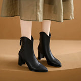 Winter New Fashionable Pointed Leather Top Outerwear with Rear Zipper Large Comfortable Naked Boots Women's