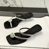 Breakj Temperament Cool Drag Woman 2025 New Set Of Toes Height Crystal And Fairy Sandals Square Dress Fashion