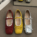 Breakj Evening Shoes Bow Design Mary Jane Single Shoes Summer Soft Sole French Elegant Temperament Ballet