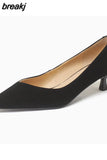 Size 33-40 Women Pumps Real Leather 2023 Summer Low Heels For Ladies Pointed-Toe Sexy Kitten Heel Shoes Luxury