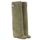 Design Shark Lock Women Boots Sexy Thigh High Boots for Woman Motorcycle Botas Mujer Genuine Leather Platform
