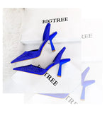2022 New Fashion Rhinestone Bright Slingback High Heel Women One Pedal Thin Heels Solid Color Sandals Everyday