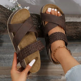 Breakj Casual Cool Drag Woman 2023 New Slippers Flat Bottom One Word Cross