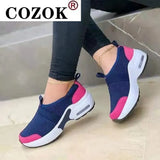 Women's Casual Shoes Solid Color Knitted Mesh Air Cushion Sneakers Comfortable and Lightweight Outdoor Non-slip Running