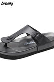 2023 New Summer Unisex Beach Cork Flip Flops Women Slippers Casual Quick Drying Men Buckle PU Leather Slides