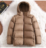 New Ultra Light Hooded Short Jacket Women 90% White Duck Down Coat Casual Windbreak Parkers Lightweight Warm Snow