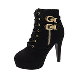 Breakj Ankle Boots Women's Buckle Martens Women's Side Zipper Lace Women's Ankle