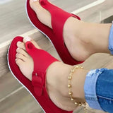 Breakj Women's Leisure Slope And Thick Bottom Clip Slippers Large-Size Slippers Solid Color Thick Bottom Leisure