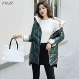 New Winter Women Long Parka Stand Collar Bright Color Windproof Loose Cotton Coat Fashion Streetwear Thick Warm