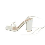 Breakj Women's High-Heeled Sandals Square Head Thick Heel Flowers · Cross-Tieed Toe Fashion Women's