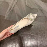 Breakj Spring And Autumn New Soft-Soled Tip Flat-Soled Single Shoes Women's Fashion Bean Shoes Light Mouth Fairy Wind Gentle
