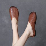 Breakj Layer Of Cow Skin Retro One Foot Soft-Soled Slippers Women 2025 Summer New Comfortable Outer Hollow Hole
