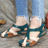 Women's Shoes 2023 Summer New Retro Round Head Slope With Ladies' Roman Shoes Cross Buckle Women's