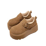 Breakj Cake Bao Head Thick-Soled Birken Shoes Women 2025 Plus Velvet Small Man Height To Keep Warm Haired Shoes Cotton Shoes Plus