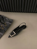 Flat Black Head Sandals Fairy Shoes 2023 New Spring And Summer Pointed Rhinestone Temperament Single