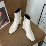 Zipper Lacquer Leather Women's Short Boots 2023 Winter New Style Versatile Simple Ankle Boots Women's Daily