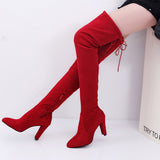 Fall / Winter 2023 Pointed, High Heel Women's Boots Fashion Zipper Thin Leg Strap Over-The-Knee Boots Elastic