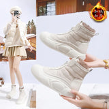 Breakj Women's Shoes High Top Shoes And Velvet Warm Cotton Shoes 2024 Winter New Platform Shoes Casual Snow Boots Female