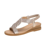 Breakj 2025 Summer New Water Drill Slope Heel Sandals Women With Roman Toe Fashion Sandals