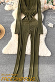 Women Long Sleeve Jumpsuits New Spring Fashion Solid V-neck High Waist Skinny Bodycon Full Length Casual Female