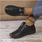 Thick Soles Large Size Explosion Hand-stitched Beef Tendon Soft Sole Mother Shoes Women Casual All Match Single
