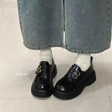 Breakj Leather Shoes Women's British Wind Network Red Explosion High-End Feeling With Thick-Soled Leuk-Fowl One-Legged Mary Jane Single