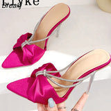 Size 35-41 Transparent Perspex Heels Slippers Ladies High Quality Crystal Rhinestone Strap Sandals Women Shoes
