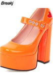 Chunky Heeled Satin Ankle Strap Pumps 2023 Spring Summer High Heel Wedding Shoes Walking Comfy Women Sandal Big Size