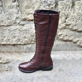 Winter New Round Head Side Zipper Knight Boots With High Heels And Women's Large Solid Color