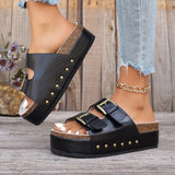 Thick-Bottomed Rivets Slipper Women Wear Metal Buckle Cake Bottom Cold