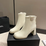 Women's Shoes 2024 Autumn Winter New Thick Heel Ankle Boots Fashion Martin