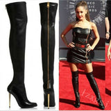 Breakj Autumn And Winter New Fashion Solid Color Fine High With Metal After Zipper Over The Knee Boots