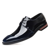 Breakj Men's Plus Size Bright Single Shoes Fashion Trend Business Leather Shoes Color Lace Men's