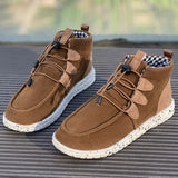 Barrel Women's Suede Cotton Boots 2024 New Elastic Belt Martin Boots Large Size Cotton Shoes High Upper Cloth Casual