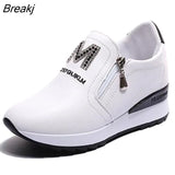 Platform Wedges Women's Sneakers High Quality Rhinestone Mesh Breathable Increased Casual Black Autumn Vulcanized