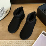 Snow Boot Style Short Mini Winter Sheepskin Boots Women Waterproof Natural Wool Ankle Boots Fur Lined Ankle Warm Flat