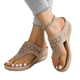 Toe Cool Drag Thick Sole 2023 New Hollow Slope Heel Retro Casual Outside Wear Car Seam Beach